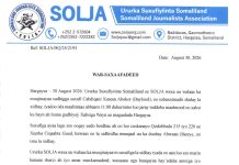 SOLJA Oo Ka Digay ‘Cadaadiska, Cabsi-gelinta iyo Cabudhinta’ Suxufiyiinta Somaliland Warsaxaafadeedka Ururka Solja