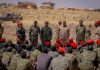 Somaliland Army Chief and Defence Minister Inspect Frontline Positions in Sanaag Somaliland Defence Minister and Army Chief meeting National Army officers and soldiers at a frontline position in Sanaag region.