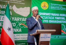 Somaliland Vice President Opens Second SMEs and Cooperatives Development Conference in Hargeisa Somaliland Vice President Mohamed Ali Aw Abdi speaking at the SMEs and Cooperatives Development Conference in Hargeisa